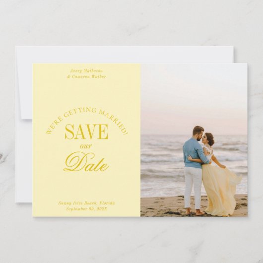 Classy Butter Yellow Elegant Save the Date Card (Vorderseite)