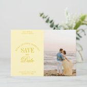 Classy Butter Yellow Elegant Save the Date Card (Stehend Vorderseite)