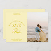 Classy Butter Yellow Elegant Save the Date Card (Vorne/Hinten)