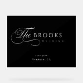 Classy Calligraphic Black Wedding Acrylschild (Vorderseite)