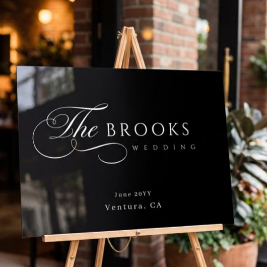 Classy Calligraphic Black Wedding Acrylschild