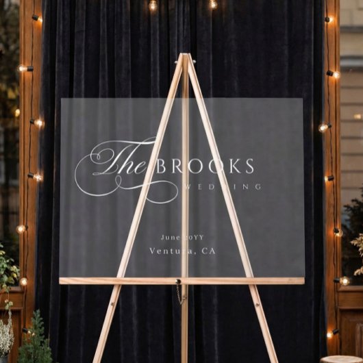 Classy Calligraphic Translucent Wedding Acrylschild