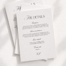 Classy Calligraphy Black and White Wedding Details