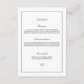 Classy Calligraphy Black and White Wedding Details Begleitkarte (Vorderseite)