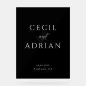 Classy Calligraphy Black Wedding Acrylschild (Vorderseite)