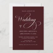 Classy Calligraphy Burgundy All in One Wedding Einladung (Vorderseite)