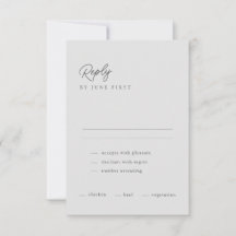 Classy Calligraphy Light Gray Wedding RSVP Card