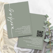 Classy Calligraphy QR Code Sage Green Wedding Einladung