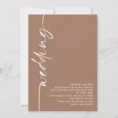 Classy Calligraphy QR Code Soft Brown Wedding Einladung (Vorderseite)