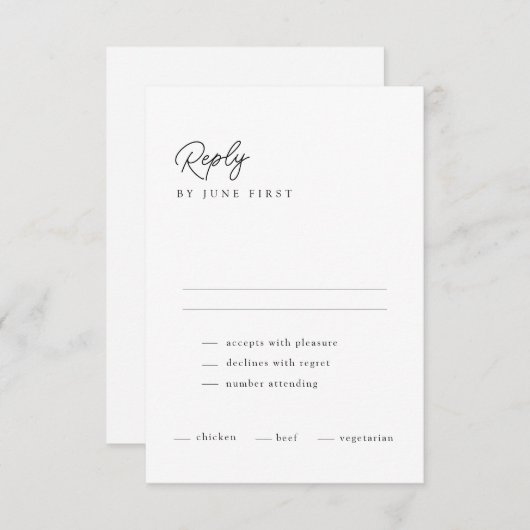 Classy Calligraphy Schwarz-weiß Wedding RSVP Card Einladung (Vorne/Hinten)
