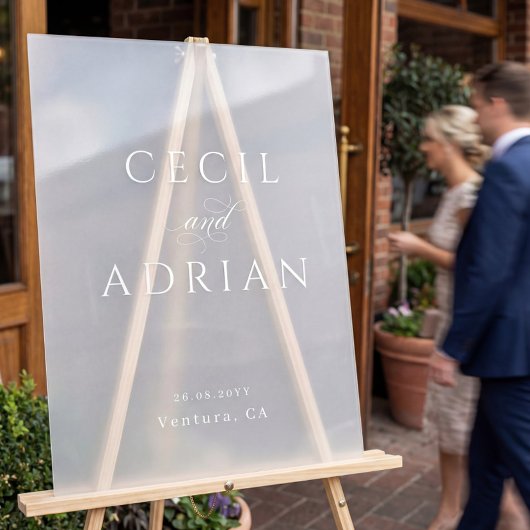 Classy Calligraphy Semi Transparent Wedding Acrylschild