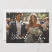 Classy Calligraphy Wedding 2 Foto Dankeskarte (Vorderseite)