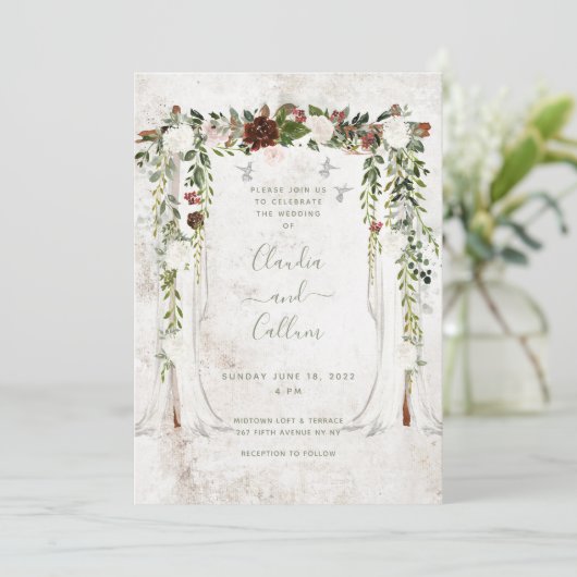 Classy Canopy Wedding Invitation Suite Einladung (Stehend Vorderseite)