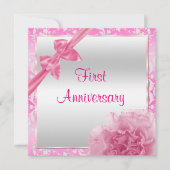 Classy Carnation & Bow 1. Hochzeitstag Einladung (Vorderseite)