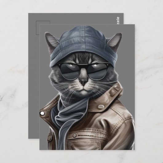 Classy Cat Birthday Card für ihn Postkarte (Vorne/Hinten)