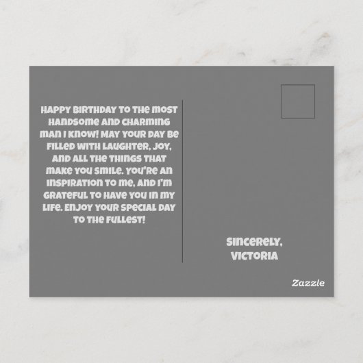 Classy Cat Birthday Card für ihn Postkarte (Rückseite)