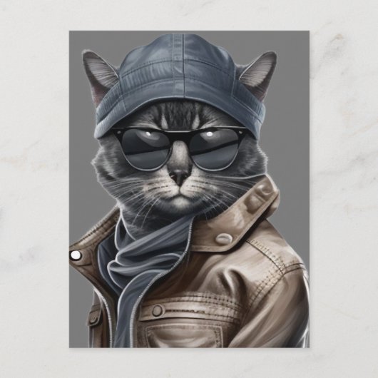 Classy Cat Birthday Card für ihn Postkarte (Vorderseite)