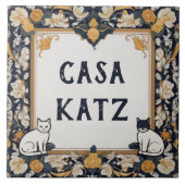 Classy Cat Custom House Name Plate Signature Plaqu Fliese (Vorderseite)