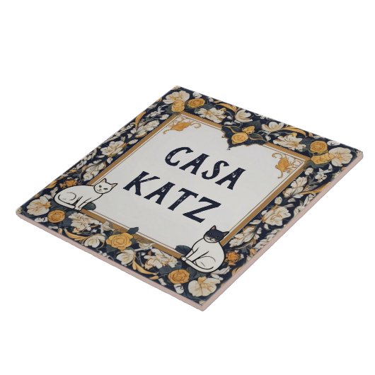 Classy Cat Custom House Name Plate Signature Plaqu Fliese (Seite)