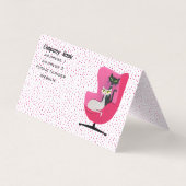 Classy Cats Mid century Pink Chair Polka Dots Visitenkarten (Rückseite)