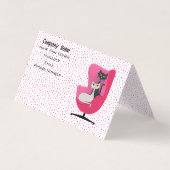 Classy Cats Mid century Pink Chair Polka Dots Visitenkarten (Vorderseite)