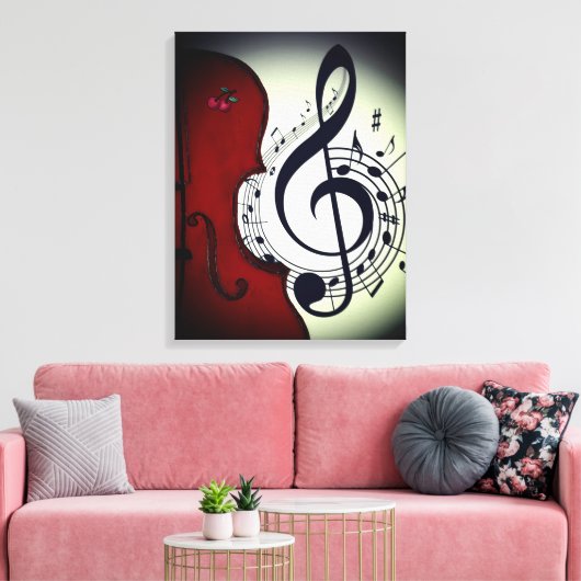 CLASSY CELLO ROCKABILLY ART DRINT LEINWANDDRUCK (Insitu (Wohnzimmer))