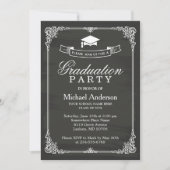 Classy Chalkboard Frame Modern Graduation Party Einladung (Vorderseite)
