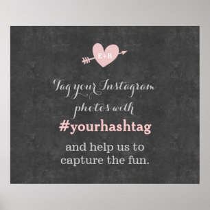 Classy Chalkboard Wedding Fotos Hashtag Sign Poster