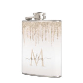 Classy Champagne Glitzer Tropfen Mit Monogramm Nam Flachmann (Links)