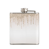 Classy Champagne Glitzer Tropfen Mit Monogramm Nam Flachmann (Rückseite)