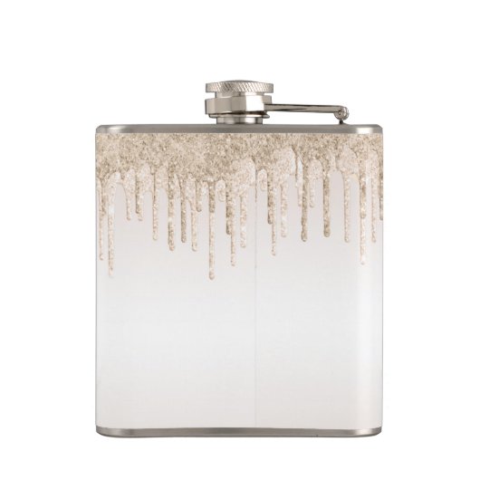 Classy Champagne Glitzer Tropfen Mit Monogramm Nam Flachmann (Rückseite)