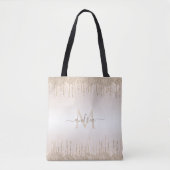 Classy Champagne Glitzer Tropfen Mit Monogramm Nam Tasche (Vorderseite)