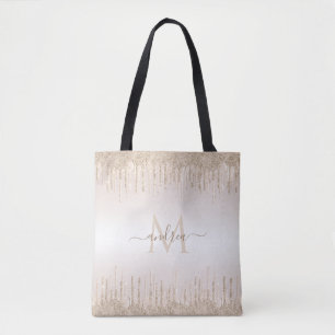 Classy Champagne Glitzer Tropfen Mit Monogramm Nam Tasche