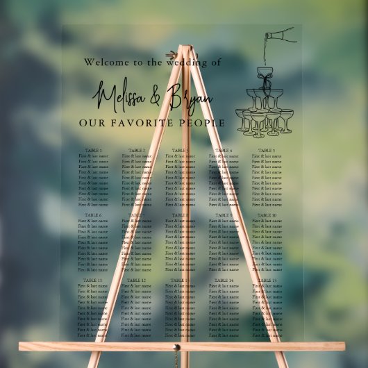 Classy Champagne Tower Wedding Chart Acrylschild (Neutral)