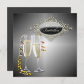 Classy Champagner Brillen Hochzeit Einladung (Vorne/Hinten)