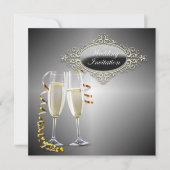 Classy Champagner Brillen Hochzeit Einladung (Vorderseite)