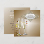 Classy Champagner Brillen Hochzeit Einladung (Vorne/Hinten)