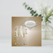 Classy Champagner Brillen Hochzeit Einladung (Stehend Vorderseite)