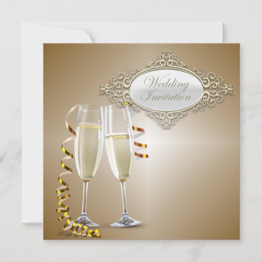 Classy Champagner Brillen Hochzeit Einladung (Vorderseite)