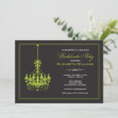 Classy Chandelier Bachelorette Einladung (Limon) (Stehend Vorderseite)