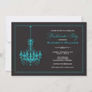 Classy Chandelier Bachelorette Invitation (aqua) Einladung