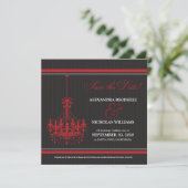 Classy Chandelier Save the Date (schwarz/rot) (Stehend Vorderseite)