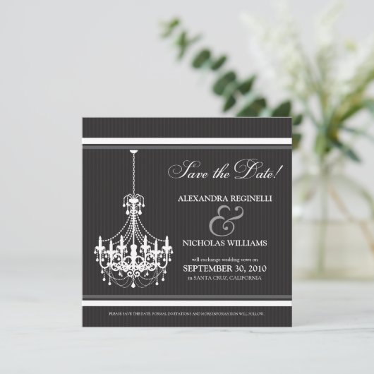Classy Chandelier Save the Date (schwarz/weiß) (Stehend Vorderseite)