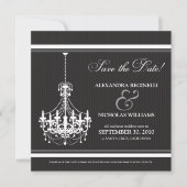 Classy Chandelier Save the Date (schwarz/weiß) (Vorderseite)