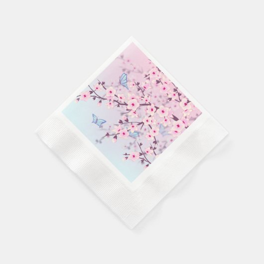 Classy Cherry Blüten verwischt Hintergrund Serviette (Ecke)