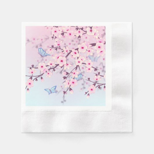 Classy Cherry Blüten verwischt Hintergrund Serviette (Vorderseite)