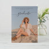 Classy Chic Black Foto Collage Graduation Party Einladung (Stehend Vorderseite)