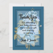 Classy Chic blauen Blumen danke Ihnen Einladung (Vorderseite)