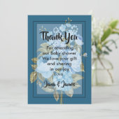 Classy Chic blauen Blumen danke Ihnen Einladung (Stehend Vorderseite)