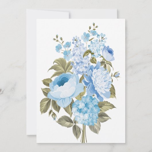 Classy Chic Blue Blumendanke Einladung (Rückseite)